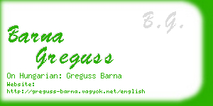 barna greguss business card